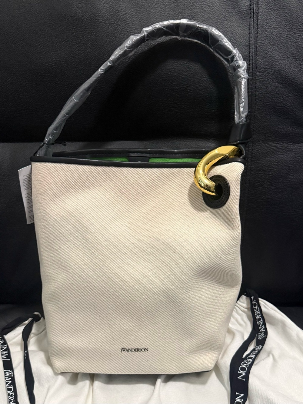 NWT JW Anderson JWA Corner Canvas Leather Large Bucket  Shoulder Bag Chain Link